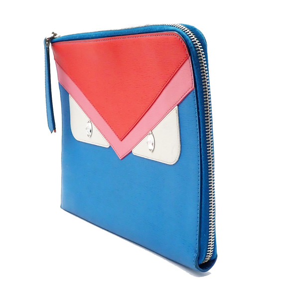 Fendi Monster Clutch Leather Blue Leather - Picture 4 of 10